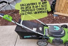 Greenworks 12 Amp 20-Inch 3-in-1 SELF PROPELLED CORDED ELECTRIC LAWNMOWER