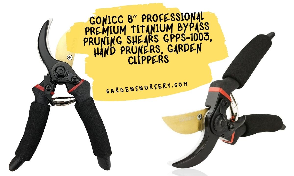 Gonicc 8″ Professional Premium Titanium Bypass Pruning Shears GPPS-1003, Hand Pruners, Garden Clippers