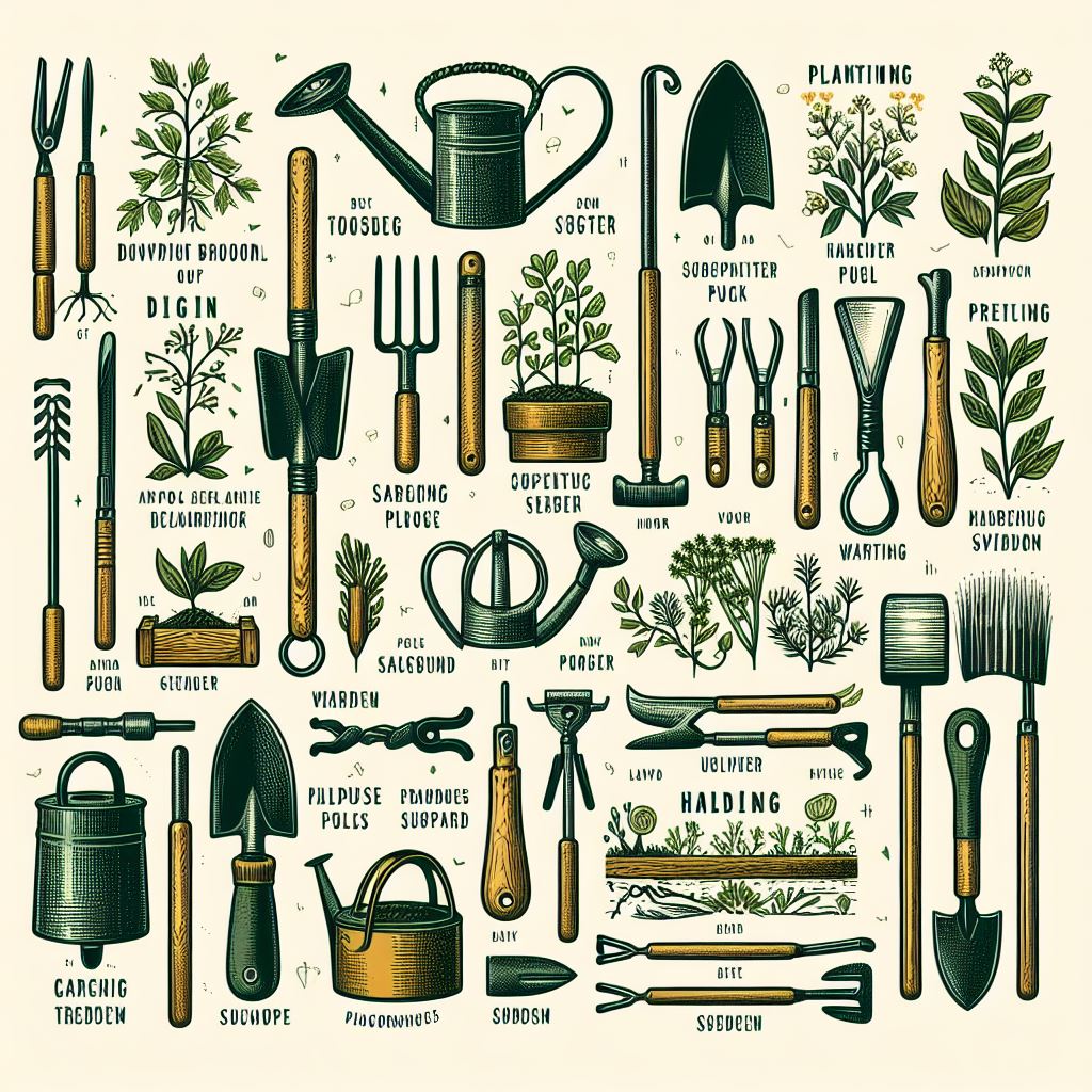 gardening tools names with pictures and uses